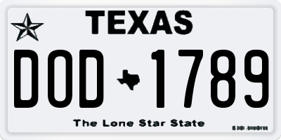 TX license plate DOD1789