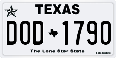 TX license plate DOD1790