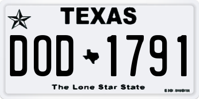 TX license plate DOD1791