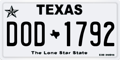 TX license plate DOD1792
