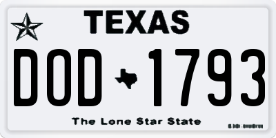 TX license plate DOD1793