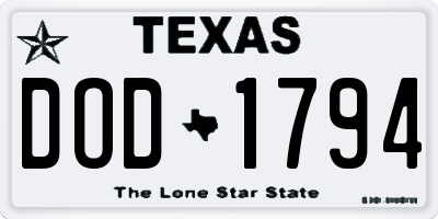 TX license plate DOD1794