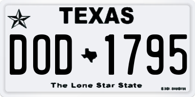 TX license plate DOD1795