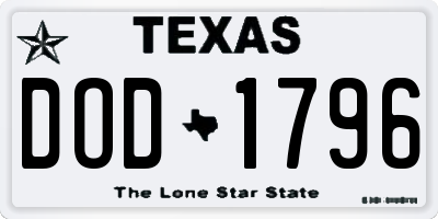 TX license plate DOD1796