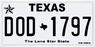 TX license plate DOD1797