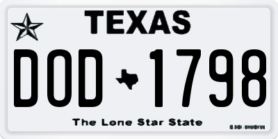 TX license plate DOD1798
