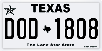 TX license plate DOD1808