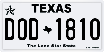 TX license plate DOD1810