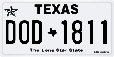 TX license plate DOD1811