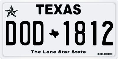 TX license plate DOD1812