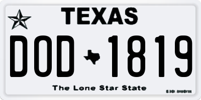 TX license plate DOD1819
