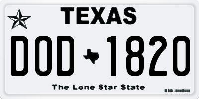 TX license plate DOD1820