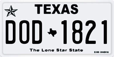 TX license plate DOD1821