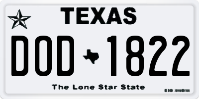 TX license plate DOD1822