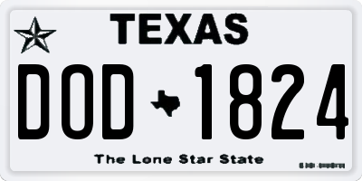 TX license plate DOD1824