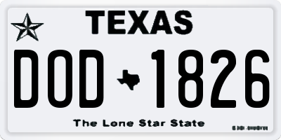 TX license plate DOD1826