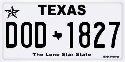 TX license plate DOD1827