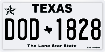 TX license plate DOD1828