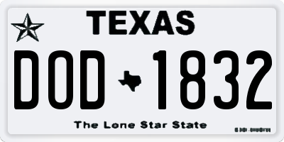 TX license plate DOD1832