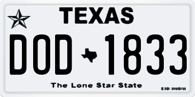 TX license plate DOD1833