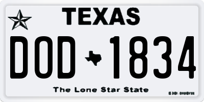 TX license plate DOD1834