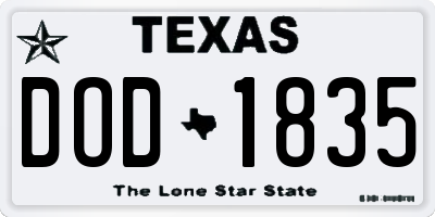 TX license plate DOD1835