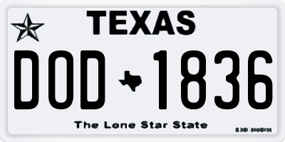 TX license plate DOD1836