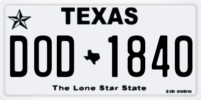 TX license plate DOD1840