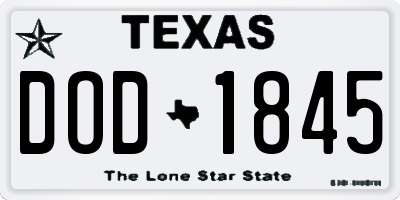 TX license plate DOD1845