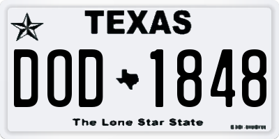 TX license plate DOD1848