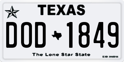 TX license plate DOD1849