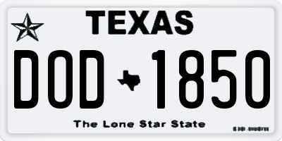 TX license plate DOD1850