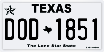 TX license plate DOD1851
