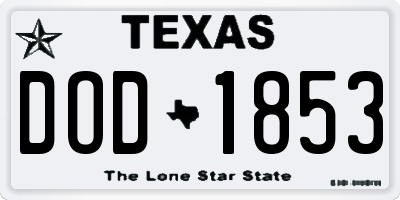 TX license plate DOD1853