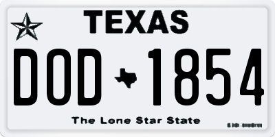 TX license plate DOD1854