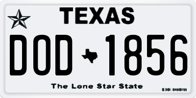 TX license plate DOD1856