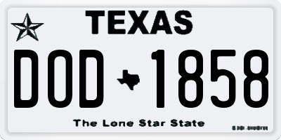 TX license plate DOD1858