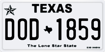 TX license plate DOD1859