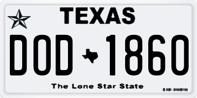 TX license plate DOD1860