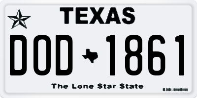 TX license plate DOD1861