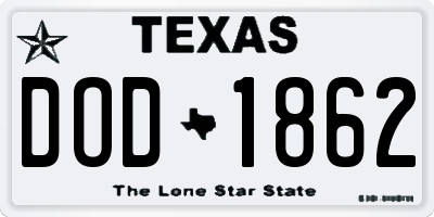 TX license plate DOD1862