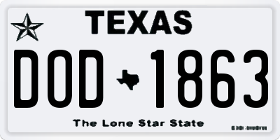 TX license plate DOD1863