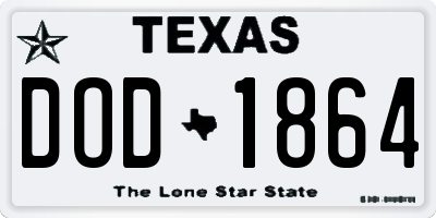 TX license plate DOD1864