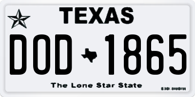 TX license plate DOD1865