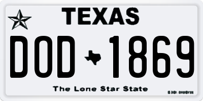 TX license plate DOD1869