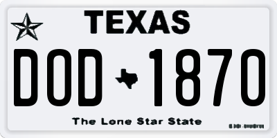 TX license plate DOD1870