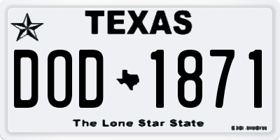 TX license plate DOD1871