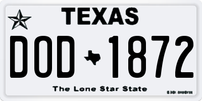 TX license plate DOD1872