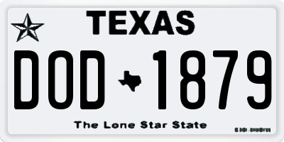 TX license plate DOD1879