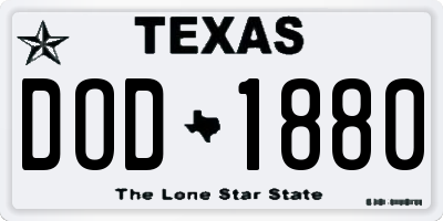 TX license plate DOD1880